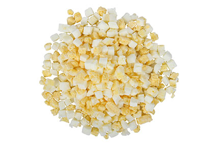 Diced hard cooked eggs ready for salads, sandwiches, and recipes