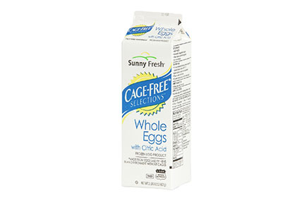 Carton of Sunny Fresh liquid whole eggs for commercial foodservice kitchens