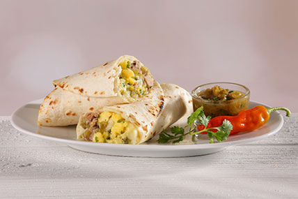 Green Chile Pork and Egg Breakfast Burrito